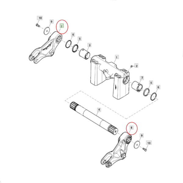 Zestaw ramion podnośnika John Deere 6M 6130 6230PR 6330 6430 6530 6105M 6115M 6125M 6100MC 6100RC L169800 + L169801 12 zębów