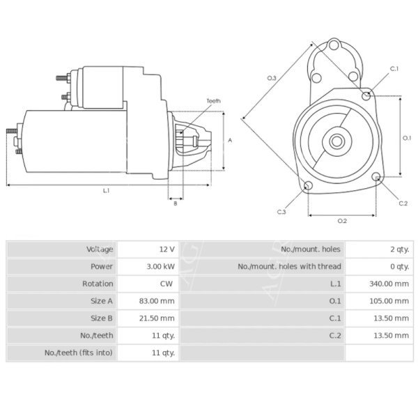 ELE2025 Anlasser Sisu Agco