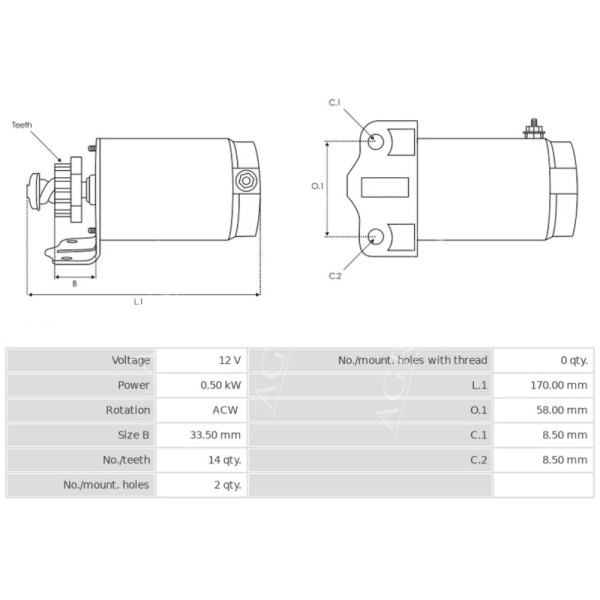BS693551, 593934, 693551 Anlasser 0,5kW 12V