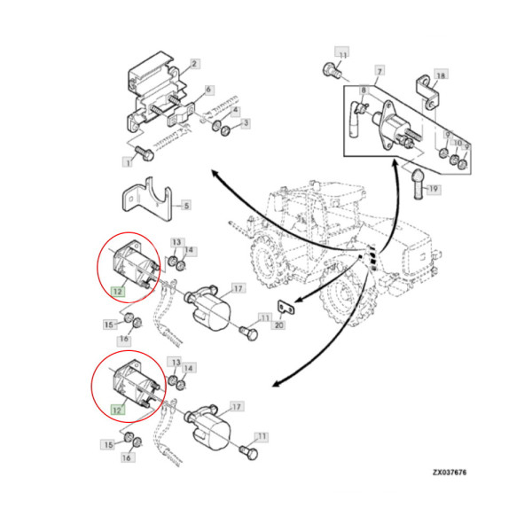 Przekaźnik rozruchowy 12V AH160279 AH229058 John Deere 3215 3220 3415 3420 3800 9780CTS W540 W550