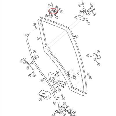 Zawias drzwi lewych górny Case CX80 CX90 CX100 MX100 MX110 MX120 MX135 MX150 MX170 MX80C MX90C 185789A2