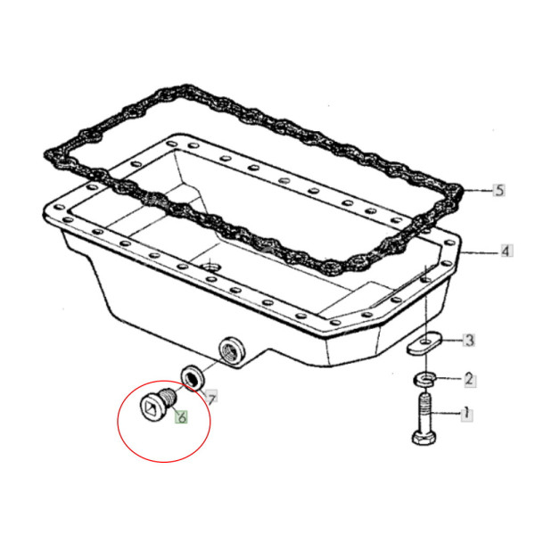 Korek spustowy miski olejowej John Deere 6100 6200 6300 6400 6600 6800 6900 6010 6210 6310 6610 6810 6910 7200 7400 7700 R515195