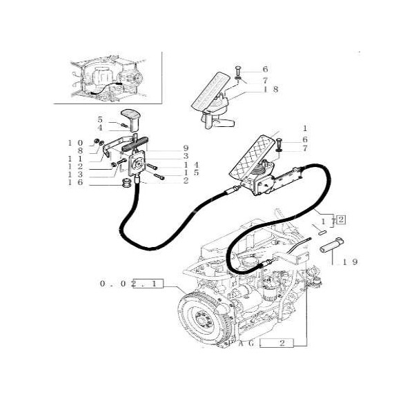 Linka gazu ręcznego nożnego New Holland 675e 575e 655e FB110 FB200 FB90 LB115 NH75LB NH85TLB NH95TLB 85802904 85802907 85811973