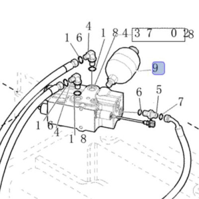 Hydroakumulator Akumulator 17bar hydrauliczny pływającej łyżki Case 695SR 580SR 590SR New Holland LB115 LB110 FORD 85818888
