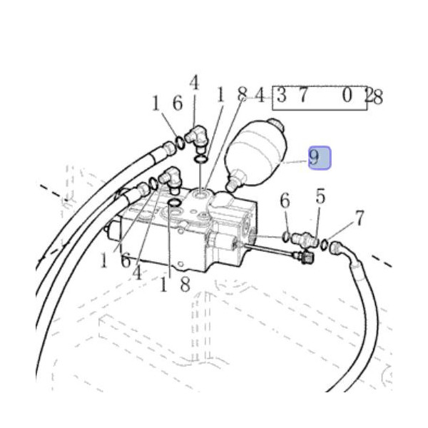 Hydroakumulator Akumulator hydrauliczny pływającej łyżki Case 695SR 580SR 590SR New Holland LB115 LB110 FORD RIDE CONTROL