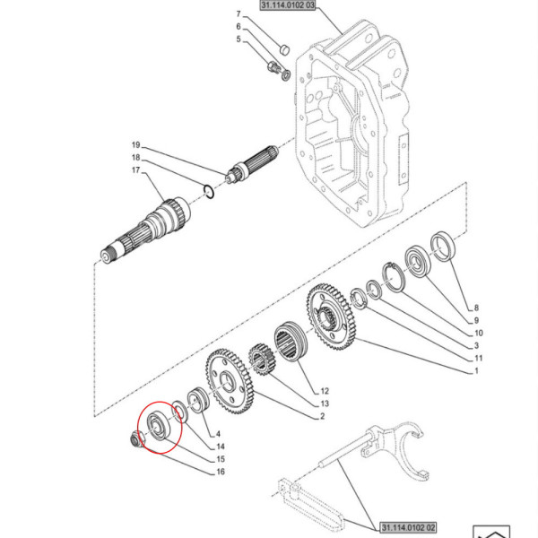 Łożysko skrzyni biegów wałka WOM Case JX Farmall Puma New Holland TD TL 5138660