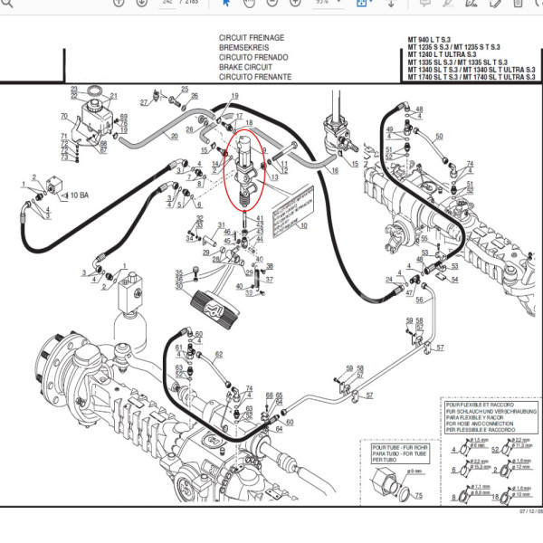 Zestaw naprawczy pompki hamulcowej Manitou MT1230 MT1240 MT1740 MLT629 MLT630 MLT633 MLT634 MLT740 ML 601676 233732
