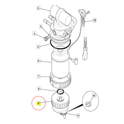 Szklanka szkło Odstojnik filtra paliwa czujnik JCB 531-70 540-70 Case mxm New Holland lb110 lb115 87840182 87801005   32/925708
