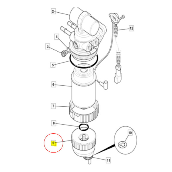 Szklanka szkło Odstojnik filtra paliwa czujnik JCB 531-70 540-70 Case mxm New Holland lb110 lb115 87840182 87801005   32/925708