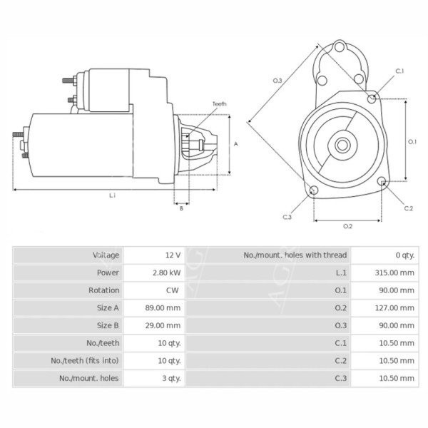 Rozrusznik 12V 2,8KW 745011 manitou MLT MT  2873a030 Merlo