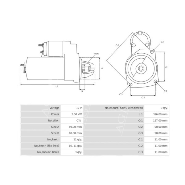 ELE2008 Anlasser 12V