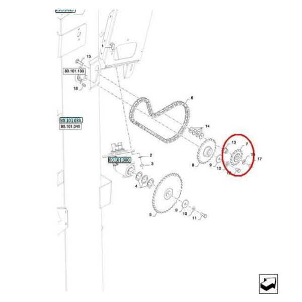 87283101 Zębatka napinacza ślimaka New Holland TF76 TF78 TX62 63 64 65 66 67 68 CR 84980926