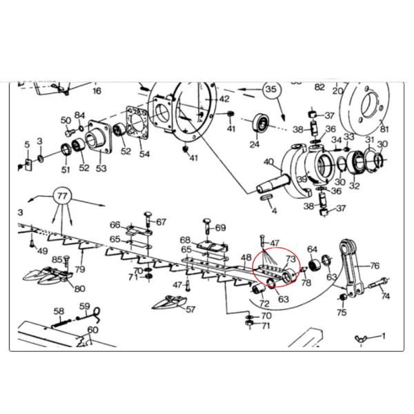 80748223 Główka kosy końcówka New Holland TC55 TC57 TF42 TF44 TF46 80354413