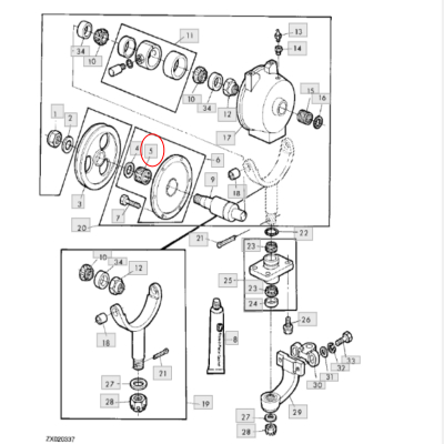 AE38359 ŁOŻUSKO PRZEKŁADNI NAPĘDU KOSY JOHN DEERE