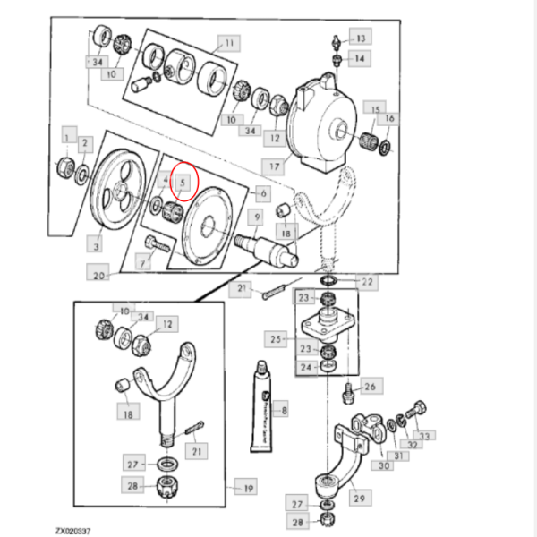 JD-AE38359 ŁOŻUSKO PRZEKŁADNI NAPĘDU KOSY JOHN DEERE