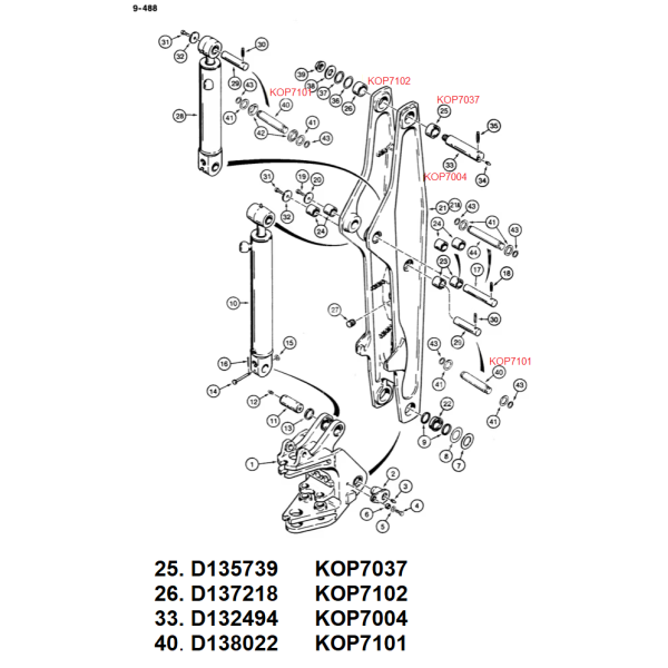 sworzeń łączenia ramion case 70x331