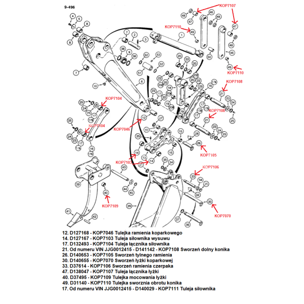 KOP7046 Baggerarmbuchse D127168, 307186A1