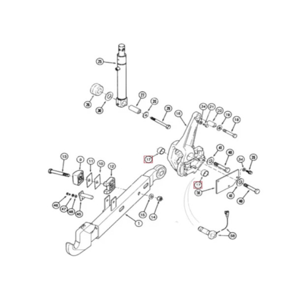 Tuleja łącznika ramion dolnych New holland tg215 230 Case Magnum  Pro MX180-285