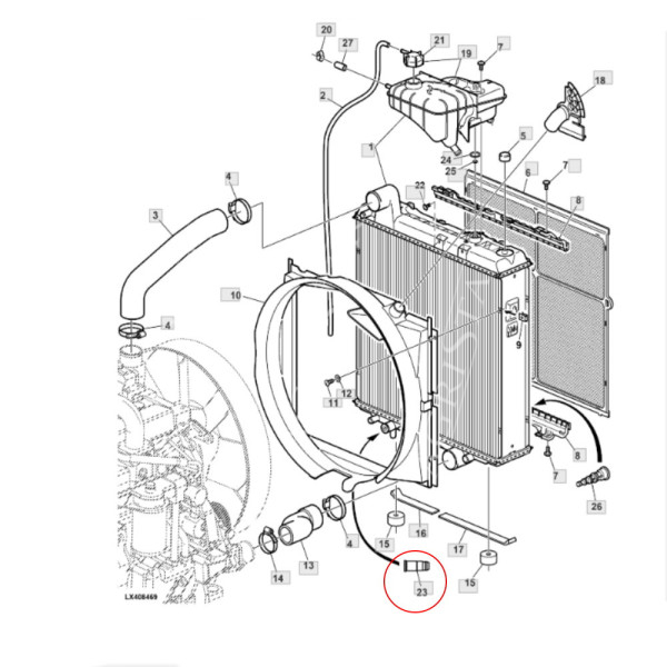 Korek spustowy chłodnicy John Deere 6020 6120 6220 6620 6130 6230 6330 6430 6630 7220 AL155781