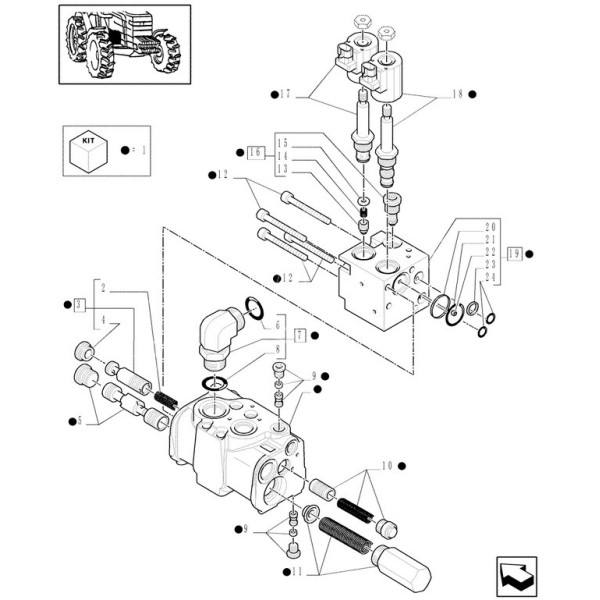 Elektrozawór sekcji rozdzielacza Case:
PUMA 165-240 CVT  New Holland:
T7.220 - 270 87588852