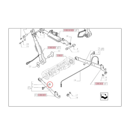 Nakrętka jarzma widełek stabilizatora ramienia podnośnika Case Maxxum MXU Farmall New Holland T5 T6 TSA