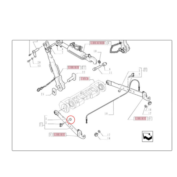 Nakrętka jarzma widełek stabilizatora ramienia podnośnika Case Maxxum MXU Farmall New Holland T5 T6 TSA
