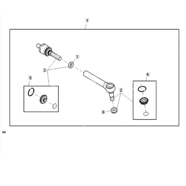 Końcówka kierownicza John Deere 6135M 6140M 6145M 6155M 6136R 6145R 6155R, AL224139