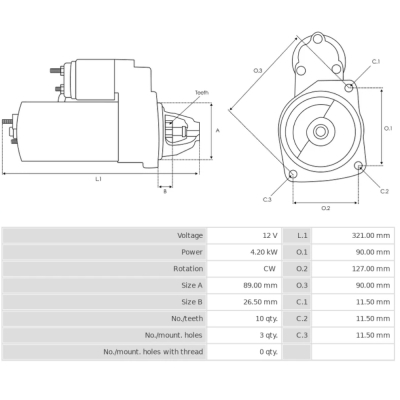 Rozrusznik case JX1070U, JX1080U, JX1085C, JX1090U, JX1095C, JX1100U, JX90, JX95 New Holland TD80, TD90, TD95 TL100 0001230020