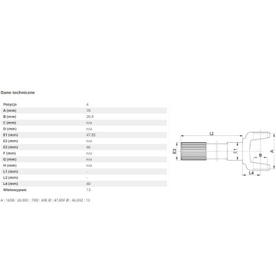 040886, 40886, 053846R1, 1-33-742-705, 133742705, 81874747, 0.900.0576.7, 090005767, 660065  Półoś któtka 205mm