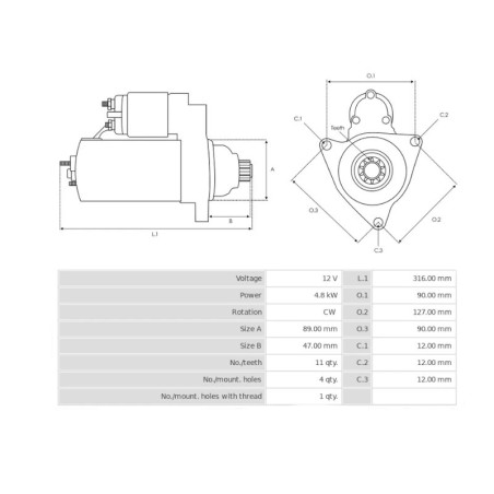 ELE2070 Anlasser 4,8 kW