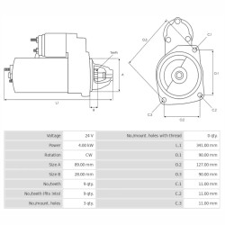 Rozrusznik 24V Z-9 Deutz Renault 4KW 0001360012 05710903 112494 0001368001 0001360030 1180999