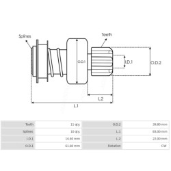 Bendix sprzeglo rozrusznika  John Deere 6506 6600 6800 6900 6520 6620 6820 6920  0001230002, RE503226, RE504807, 6033AD3106