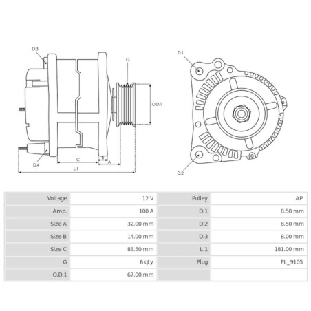 ELE3015 Alternator 100A