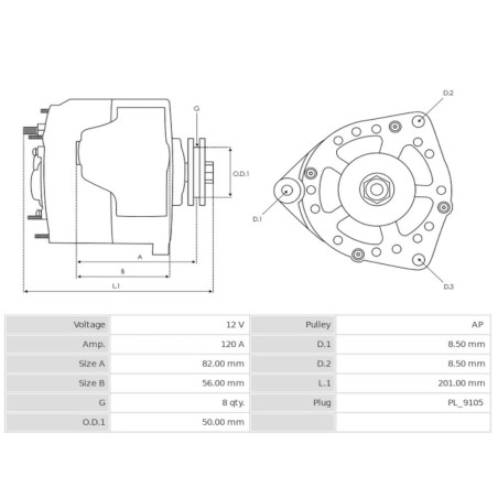 ELE3020 Lichtmaschine 14V 120A