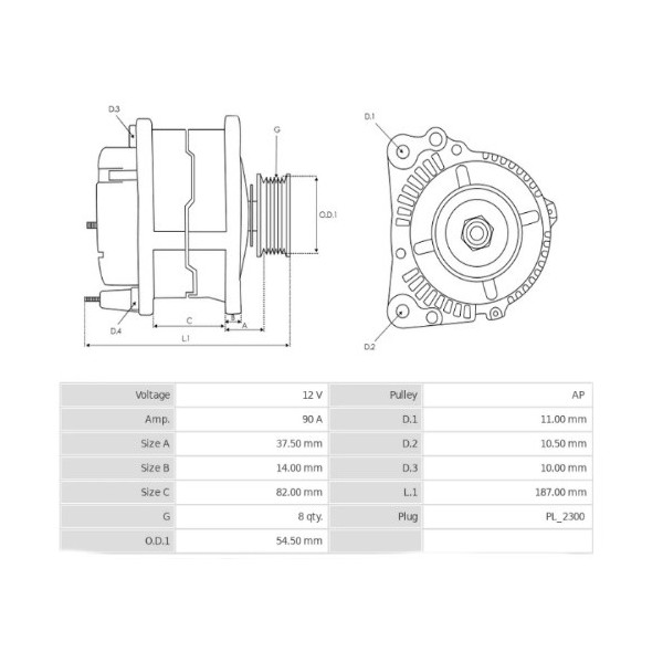 ELE3052 Lichtmaschine 14V 90A