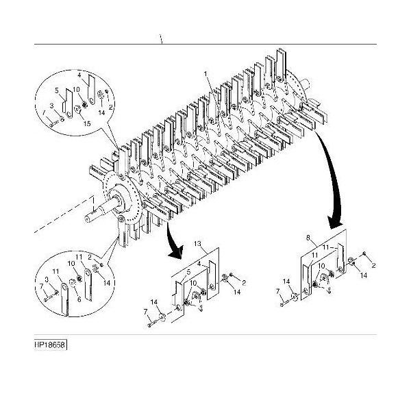 AH213459 Zestaw noży tnących nóż sieczkarni john deere sts cts 9760STS 9770STS 9860STS 9870STS CTS CTS