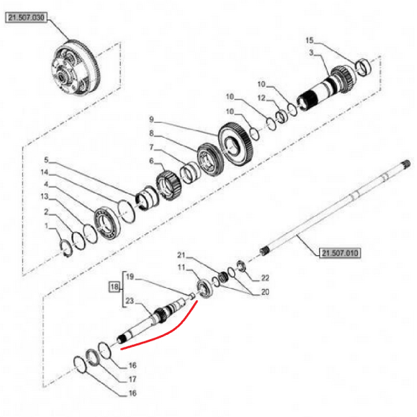 Wałek skrzyni biegów 87699353 New Holland T7000 T7050 T7 T7.250 T7.270 T7.235 Case MAGNUM 180 225 PUMA 170 195 200 210 215 230