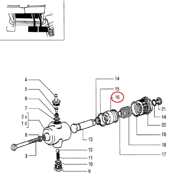 Tłok cylindra hamulcowego 87590454 New Holland TD75D TD95D Case JX55 JX65 JX75 JX80 JX85 JX90 JX95