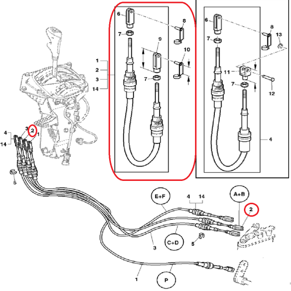 Linka zmiany biegów John Deere AL176420 745 1040 mm