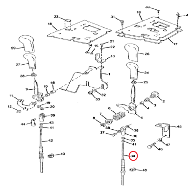 Linka gazu ręcznego 2148 2560 RE39320  John Deere 7600 7610 7710
