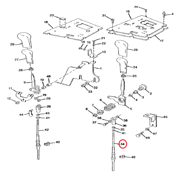 Linka gazu ręcznego 2148 2560 RE39320  John Deere 7600 7610 7710
