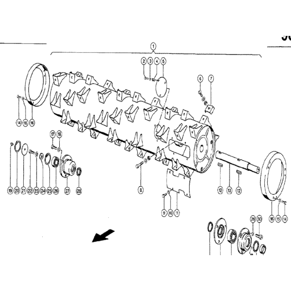 663041 Bęben Odrzutnika CLAAS MEGA 208, 218, 360, 370, Tucano 440, 450, 470, 480