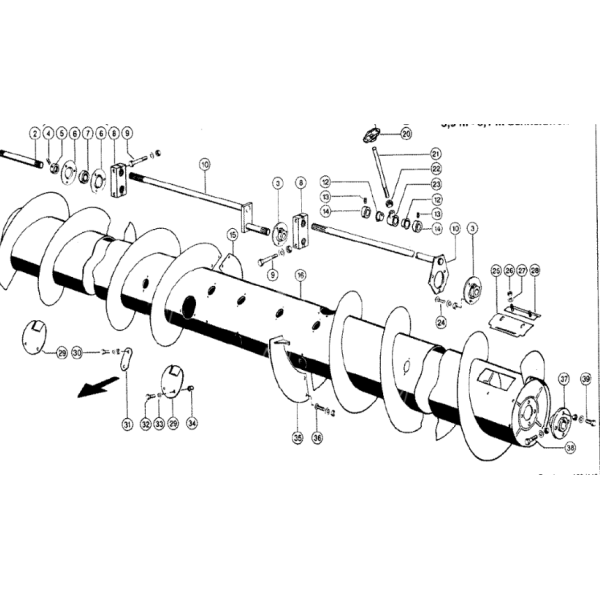 Bęben Hedera 5,1m Claas 632739 CLAAS DOMINATOR 118, 98, 108, 78, 88, 202, 203, 204, 208, 218