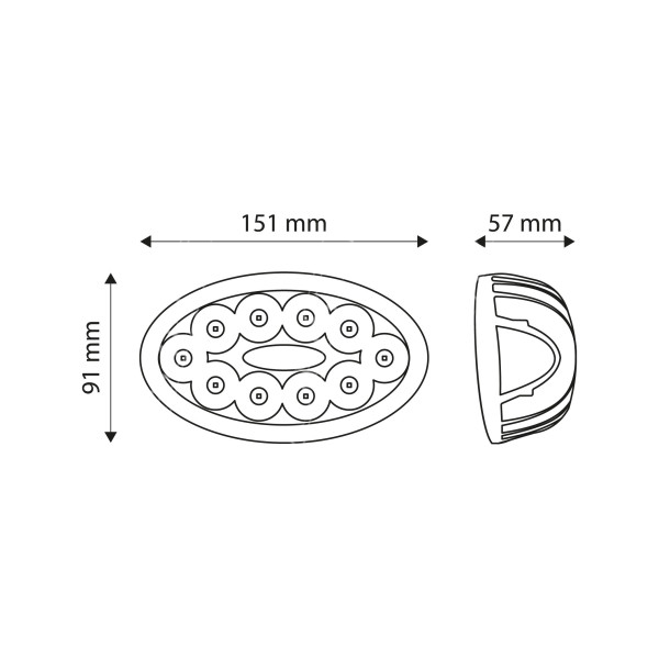 Halogen LED Seitengriff Arbeitsleuchte oval 3800Lm