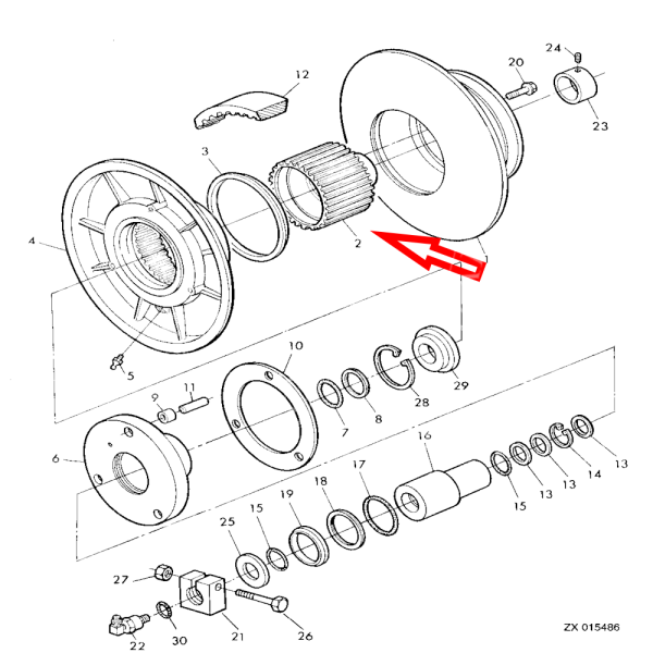 Z12772  Piasta koła napędowego John Deere 2064 2066 2054 2056 2058