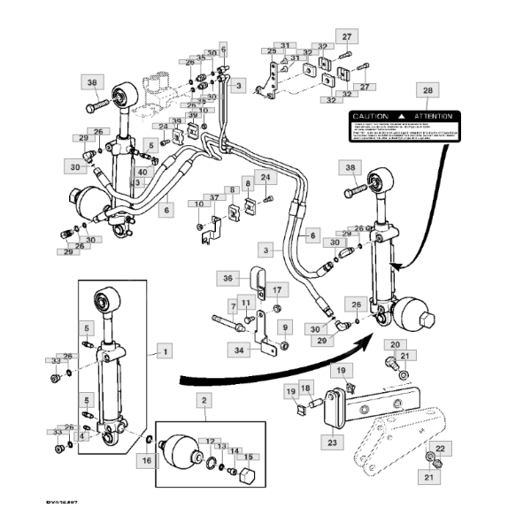 Akumulator hydrauliczny kabiny AL172334