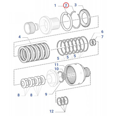 Pierścień zabezpieczający skrzyni biegów Case Fiat Ford New Holland Steyer Kompakt Treus 105U, 105U Pro, 115U, 95U, 105C EP