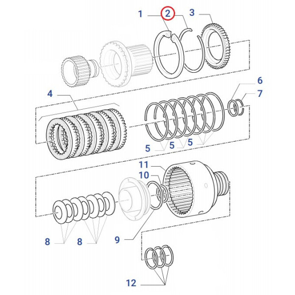 Pierścień blokujący skrzyni biegów Case Fiat Ford New Holland Steyer Kompakt Treus T4.105, T4.115, T4.75, T4.85, T4.95 T5.105