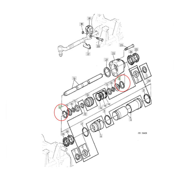 Pierścień zabezpieczający siłownika skrętu John Deere 2040 2140 3140 3350