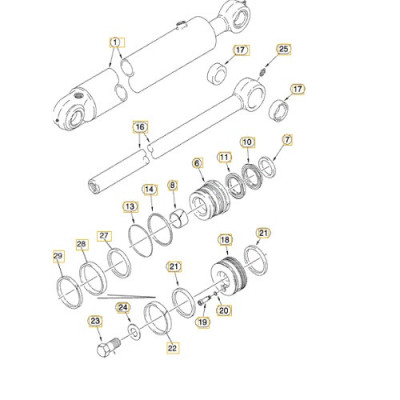 Zestaw uszczelnień siłownika boom 57 127 mm 1542919C4 1542919C3 1542919C2 1542919C1 Case 580 590